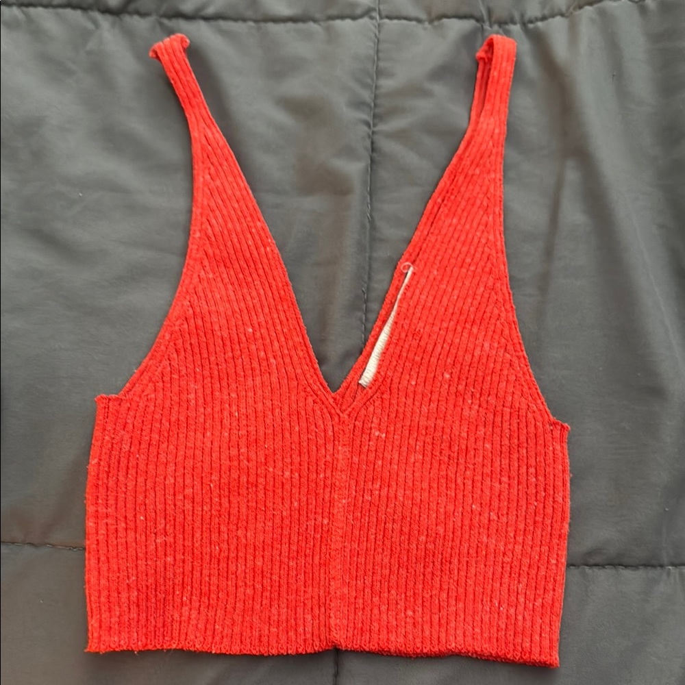 Urban Outfitters Chic Orange Red ribbed Crop Top tank small like new